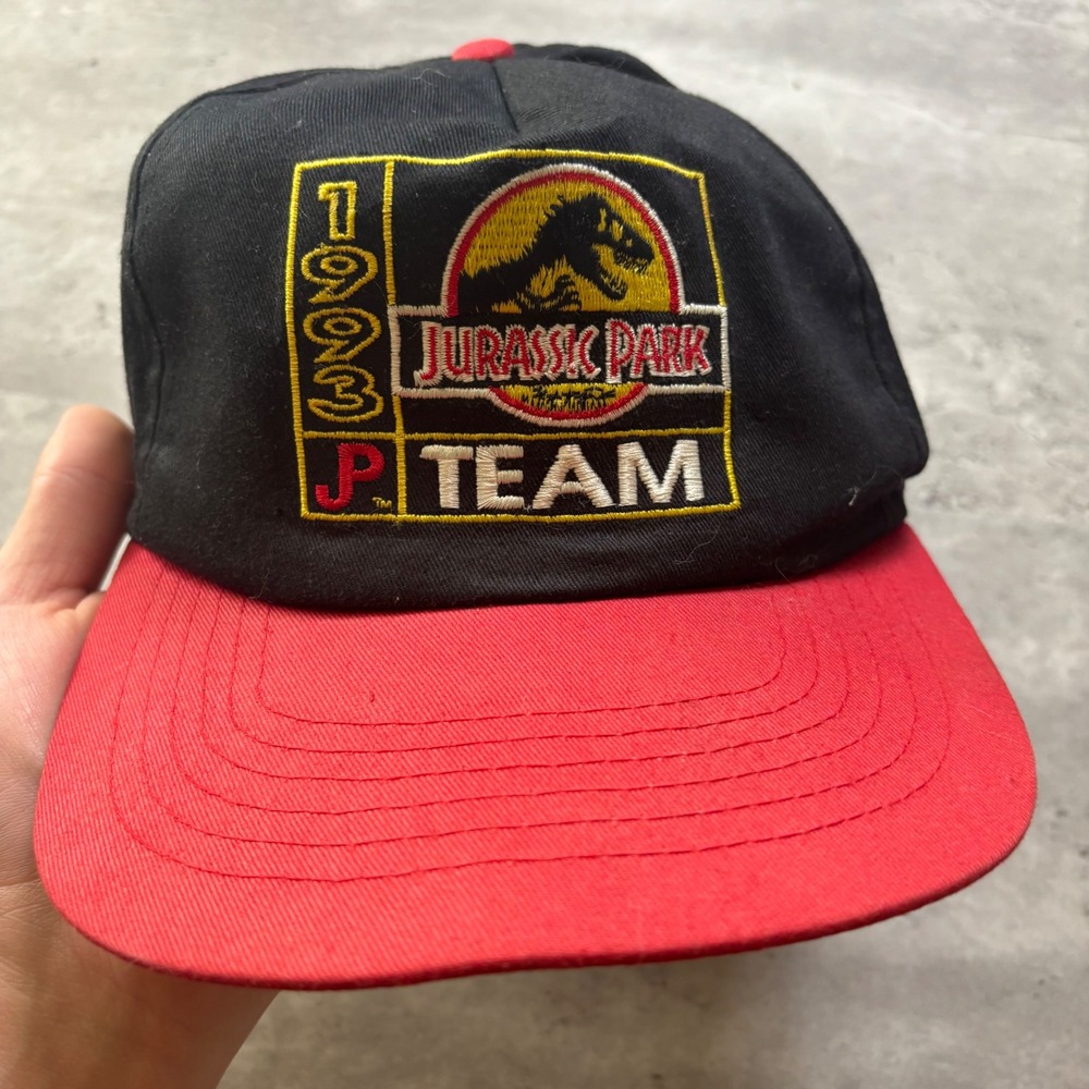 Jurassic Park Hat One Size Black Red 1993 Team McDonalds Promo Vintage Snapback